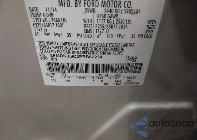 2FMDK3GC2EBB82234: 42122380