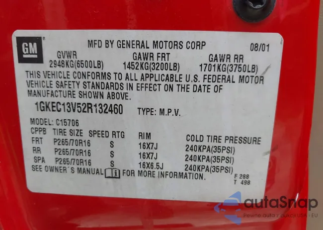 1GKEC13V52R132460: 42122456