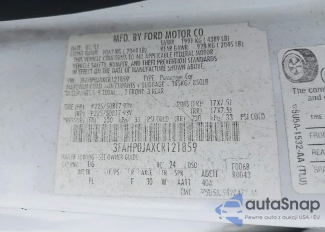 3FAHP0JAXCR121859: 42123661