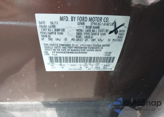 1FMHK8D89BGA89990: 42123945