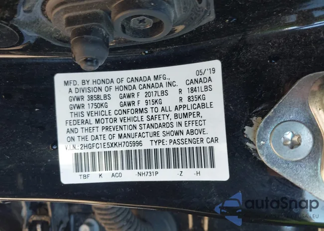 2HGFC1E5XKH705996: 42123960