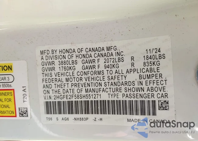 2HGFE2F58SH551271: 42123978