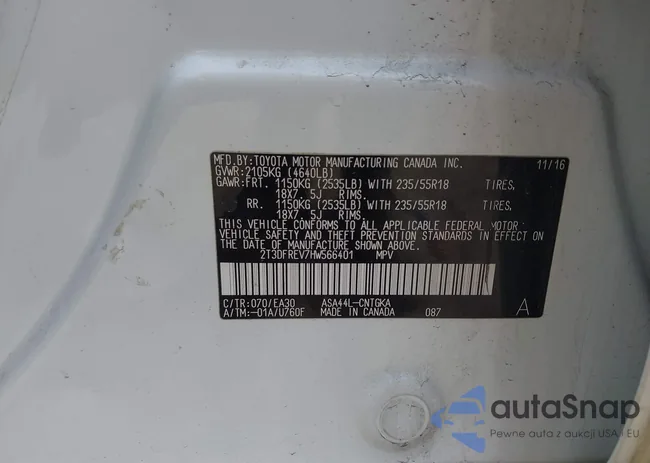 2T3DFREV7HW566401: 42124033