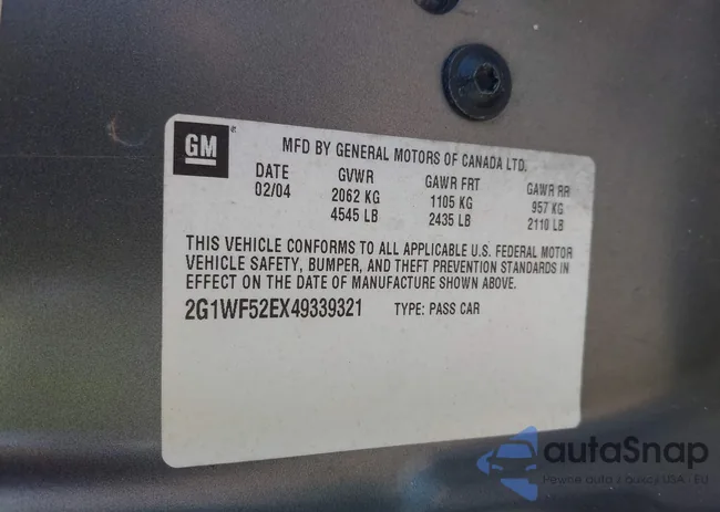 2G1WF52EX49339321: 42124064