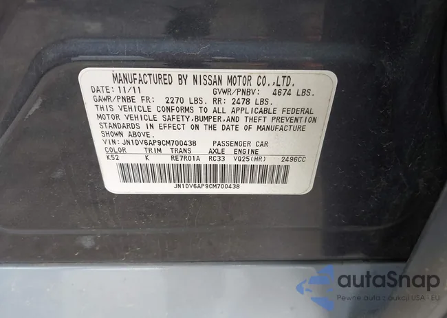 JN1DV6AP9CM700438: 42123438