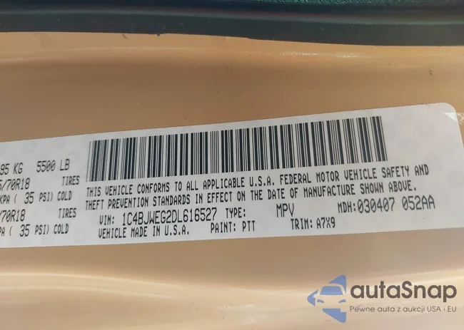 1C4BJWEG2DL616527: 42123452