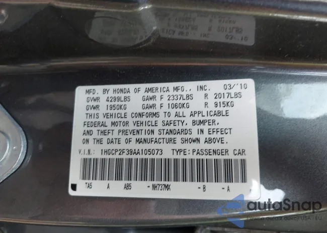 1HGCP2F39AA105073: 42123519