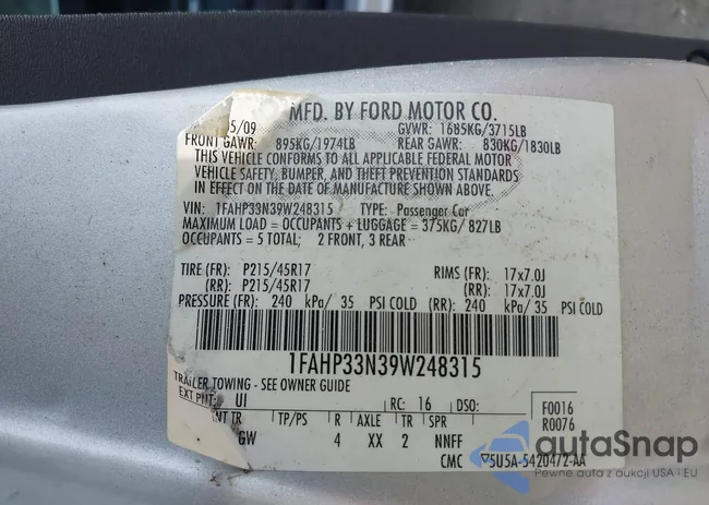 1FAHP33N39W248315: 42124949