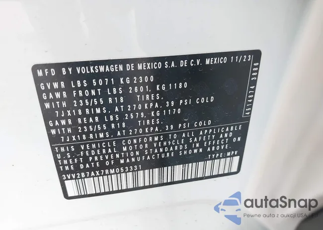 3VV2B7AX7RM053331: 42124962