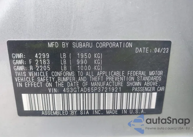 4S3GTAD65P3721921: 42125059