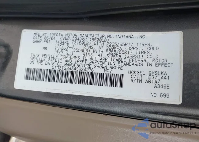 5TDZT38A34S234276: 42124411