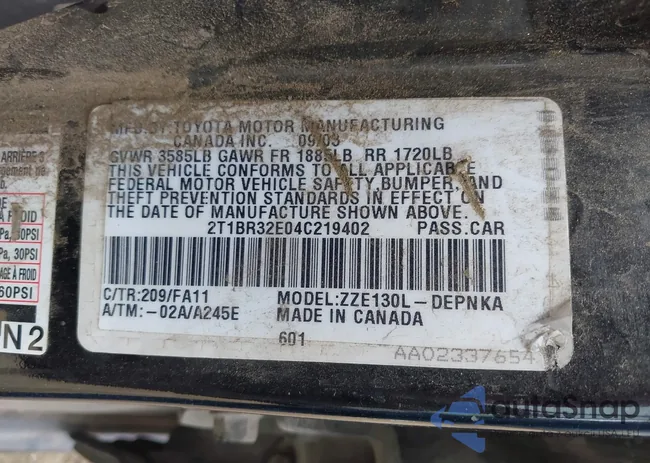 2T1BR32E04C219402: 42124530