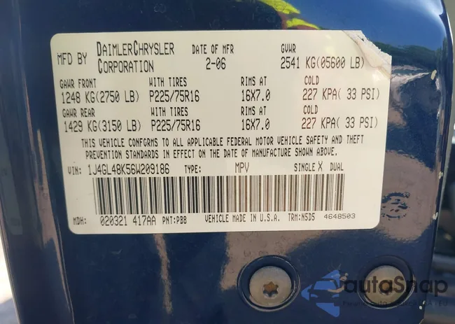 1J4GL48K56W209186: 42125552