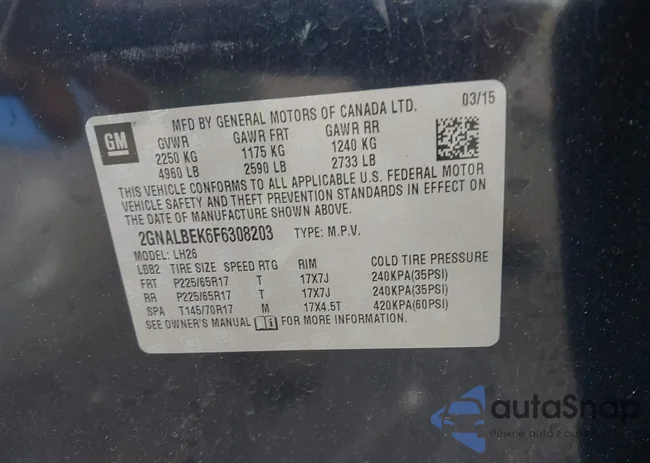 2GNALBEK6F6308203: 42125564