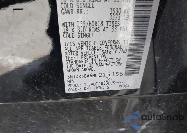 5N1DR3BA6NC215155: 42125840