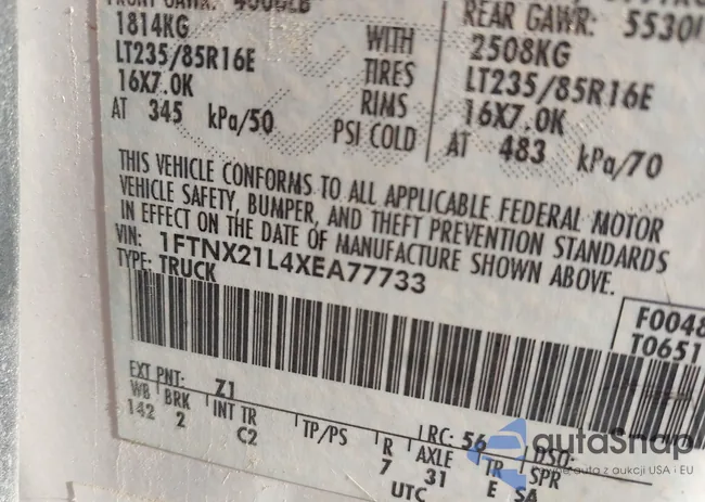 1FTNX21L4XEA77733: 42125962