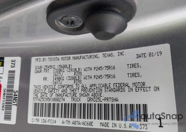 5TFAZ5CN5KX080274: 42126761