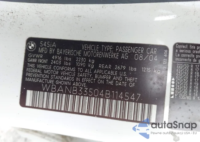 WBANB33504B114547: 42126830