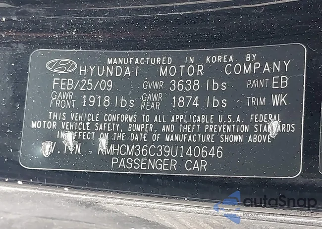 KMHCM36C39U140646: 42126884