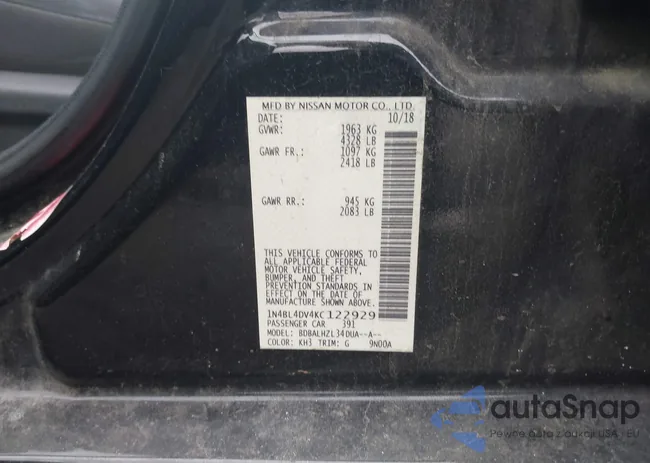 1N4BL4DV4KC122929: 42126187