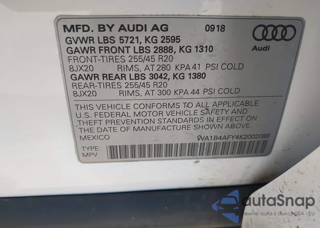 WA1B4AFY4K2002089: 42126337