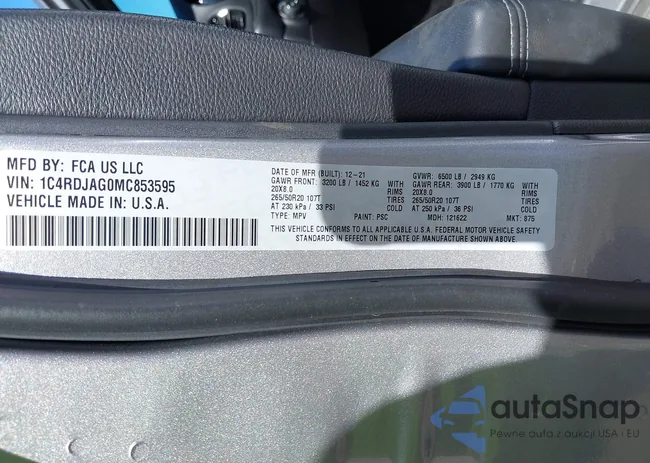 1C4RDJAG0MC853595: 42127565