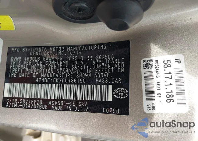 4T1BF1FKXFU486190: 42127721