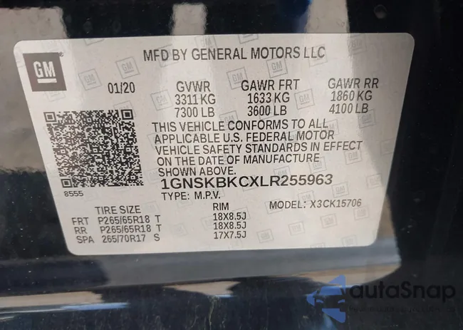 1GNSKBKCXLR255963: 42127845