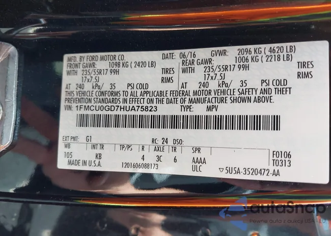 1FMCU0GD7HUA75823: 42127904