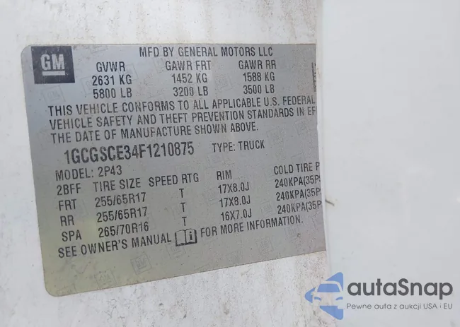 1GCGSCE34F1210875: 42127997