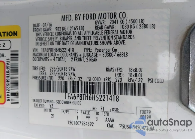 1FA6P8TH6H5221418: 42127225