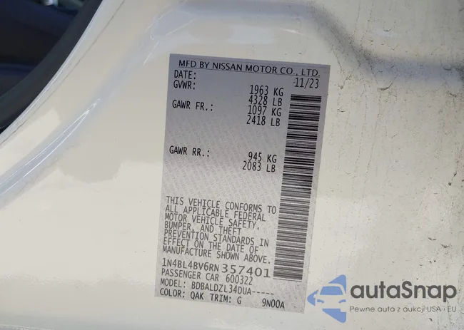 1N4BL4BV6RN357401: 42127535