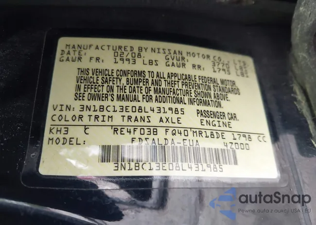 3N1BC13E08L431985: 42128766