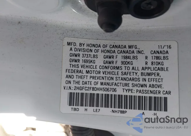 2HGFC2F80HH506706: 42128843