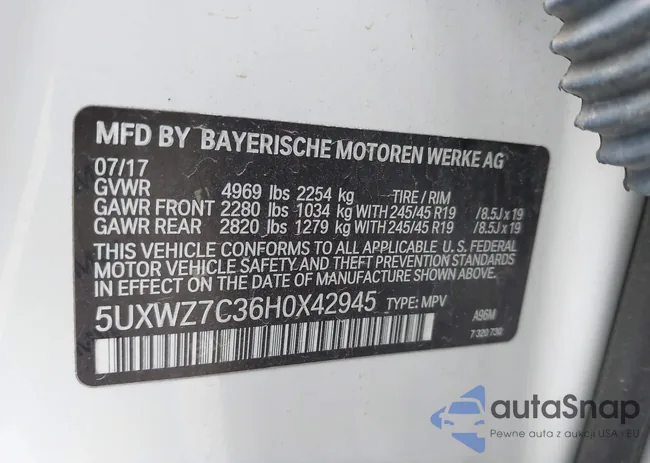 5UXWZ7C36H0X42945: 42128947