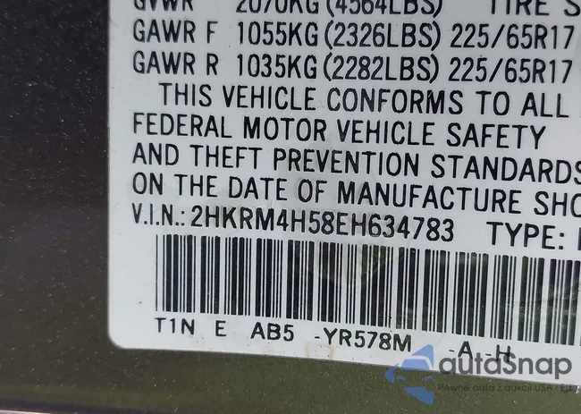 2HKRM4H58EH634783: 42128970