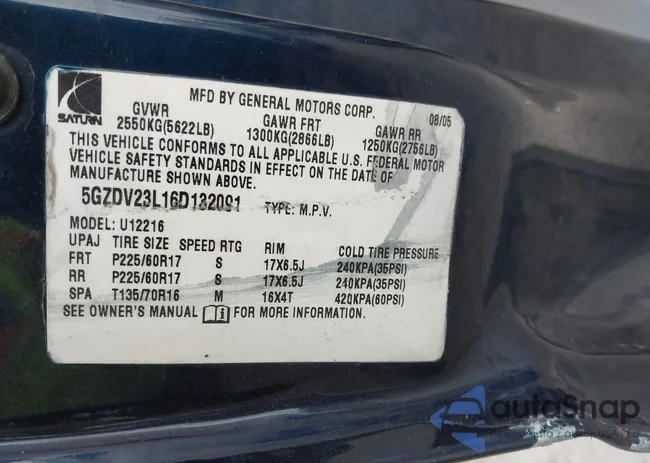 5GZDV23L16D132091: 42129100