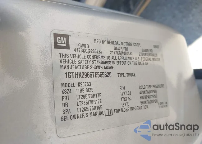 1GTHK29667E565320: 42128165