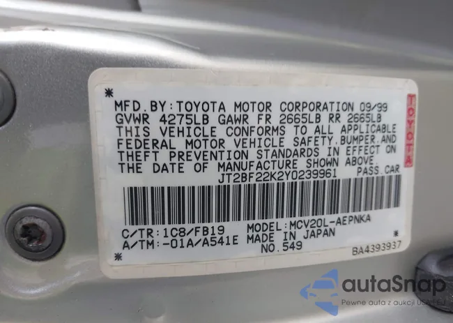 JT2BF22K2Y0239961: 42128226