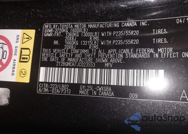 2T2BGMCA7JC023553: 42128267