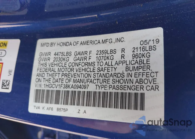 1HGCV1F38KA094097: 42128289