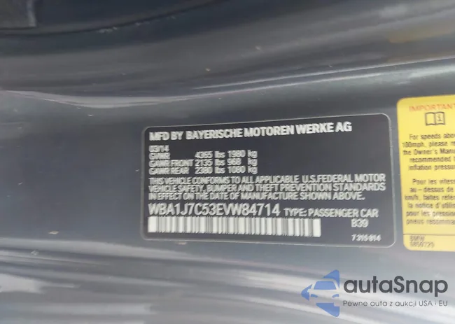 WBA1J7C53EVW84714: 42128399