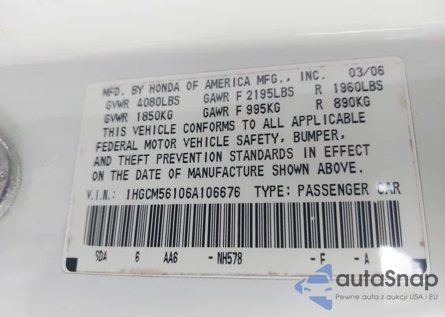 1HGCM56106A106676: 42128422