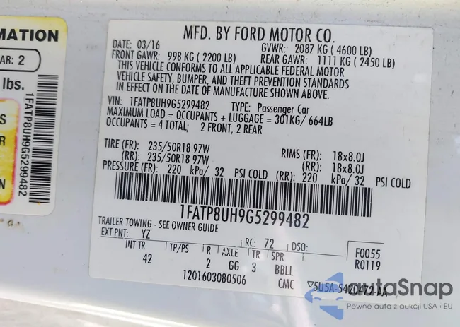 1FATP8UH9G5299482: 42128445