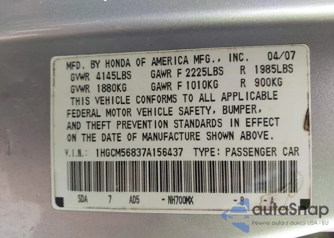 1HGCM56837A156437: 42128455