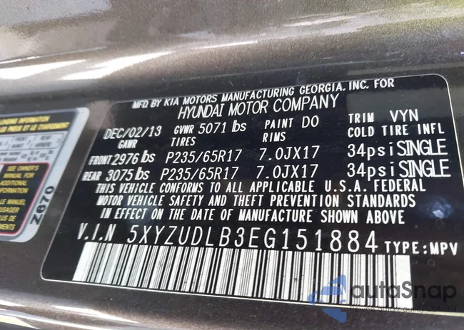 5XYZUDLB3EG151884: 42129723