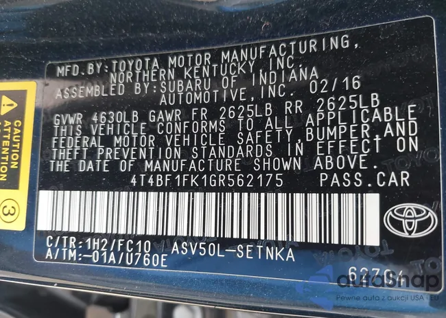 4T4BF1FK1GR562175: 42129821