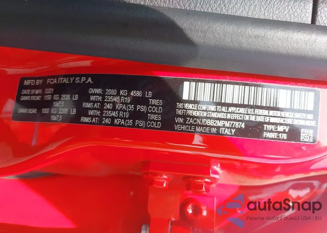 ZACNJDBB2MPM77874: 42129855