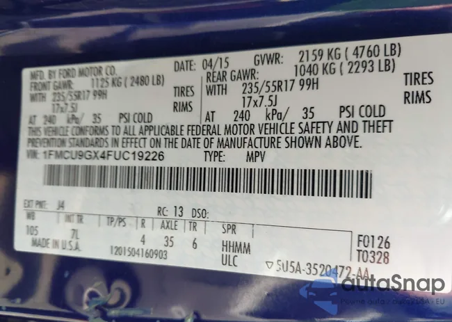 1FMCU9GX4FUC19226: 42129900