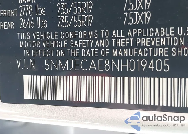 5NMJECAE8NH019405: 42130035